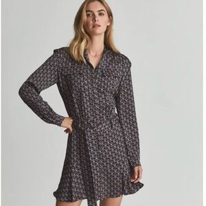 REISS Elegant Navy  Patterned Dress